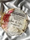 Pink ' white Dried Floral Ring Tray with branch tree handles