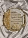 Nikkah Pearl Gold Flakes Tray with heart ring holders ' with branch tree handles