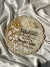 Elegant Gold & White Floral Dried Ring Tray with pearl boundary