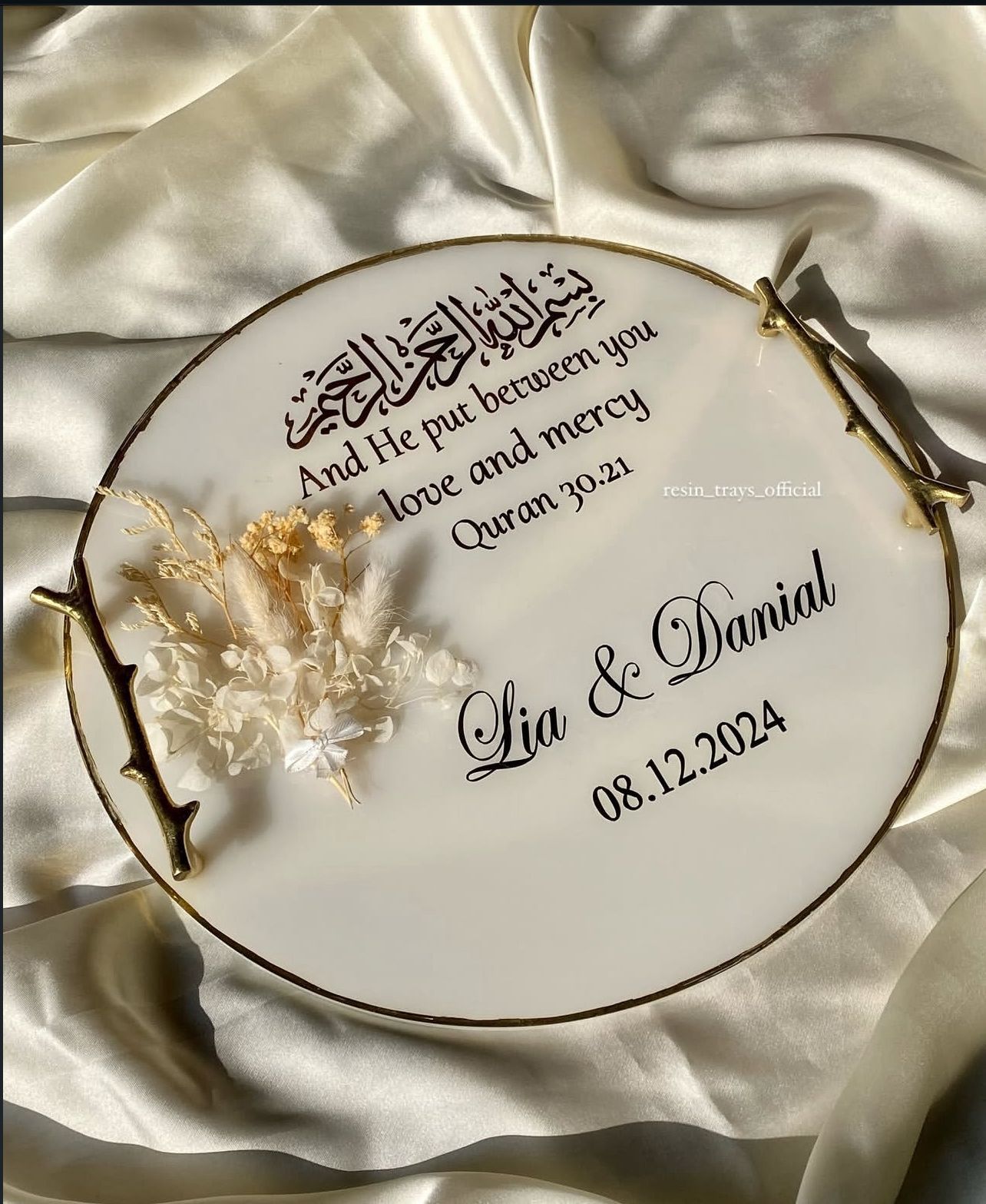 White Bouquet Tray with branch tree handles - Image 2