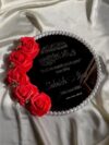 Mehroon Rose Mirror tray with glass