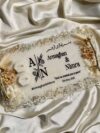 White Floral Ring Tray with logo ' stone boundary