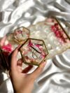Pink ' White  Floral theme Ring Tray  with Glass Ring Boxes