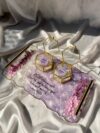 Purple ' Pearls Floral theme Ring Tray with Glass Ring Boxes