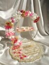 Pink' White theme Swing Style Double Layer Detachable Floral Ring Platter
