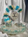 Blue ' White ' Silver theme Detachable Double Layer Floral Ring Platter with Glass Ring Boxes
