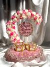 Pink' Detachable Double Layer Floral Ring Platter with Glass Ring Boxes