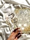 Heart shaped ' Custom names with white feather Qabool hai pens ' Golden' White theme