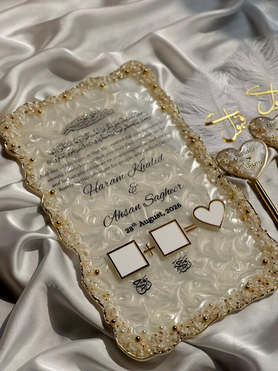 Largest Nikkah Nama with stones + pearls boundary - Image 2